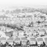 Black and white row of residential houses